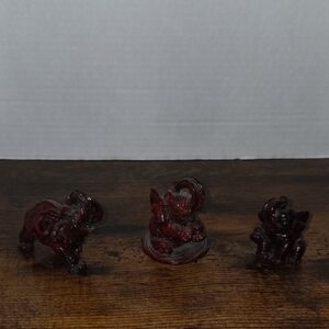 Decorative Red Elephant Figurines Set